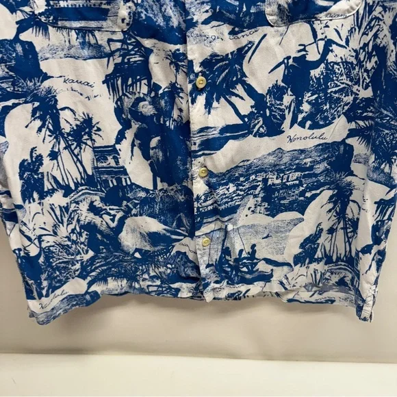 ALLSAINTS Relaxed fit Island Blue and White Graphic Men's short sleeve Shirt